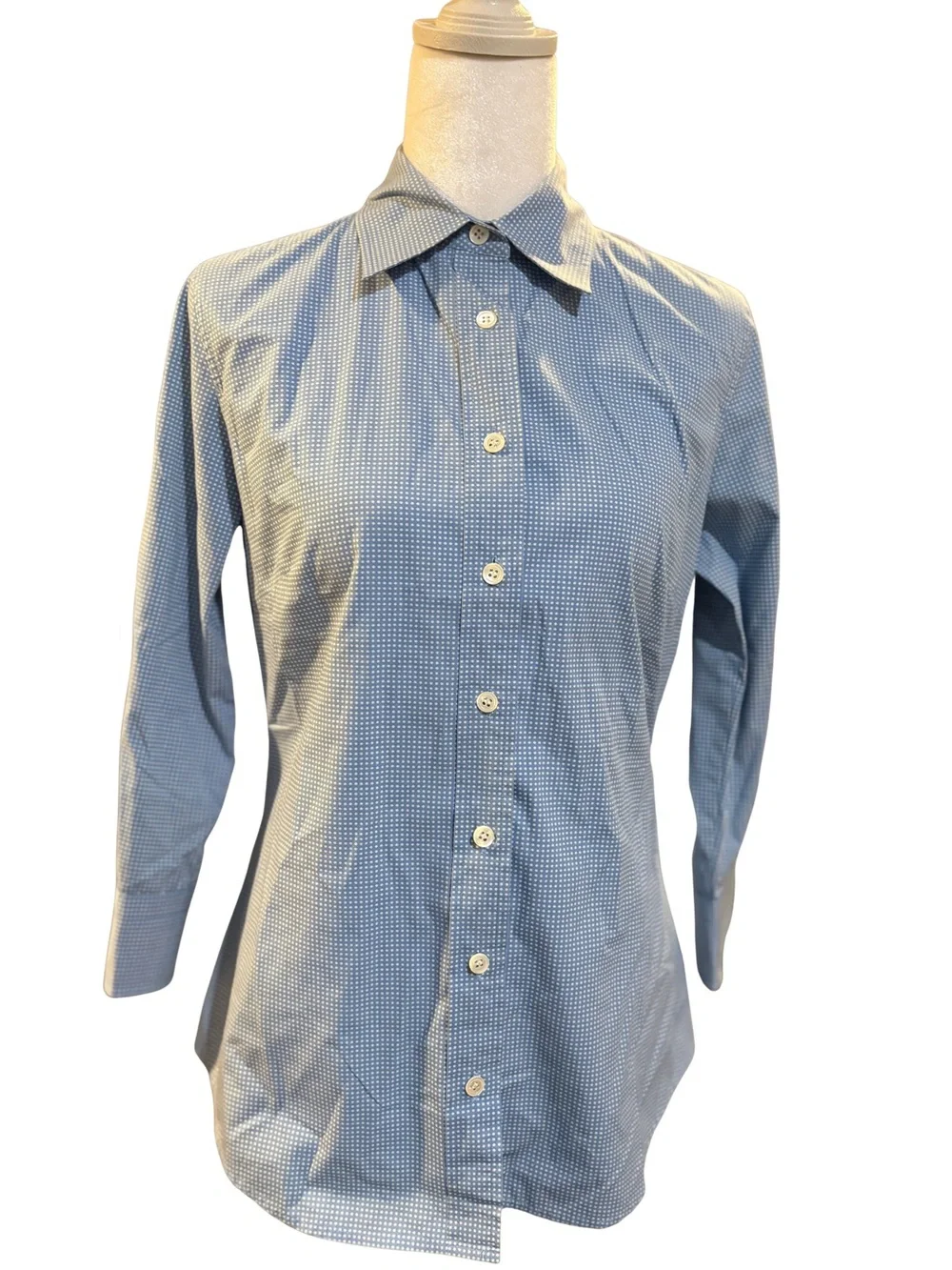 J.Crew Haberdashery Refined Stretch Blue Micro Dot Button Down Shirt S